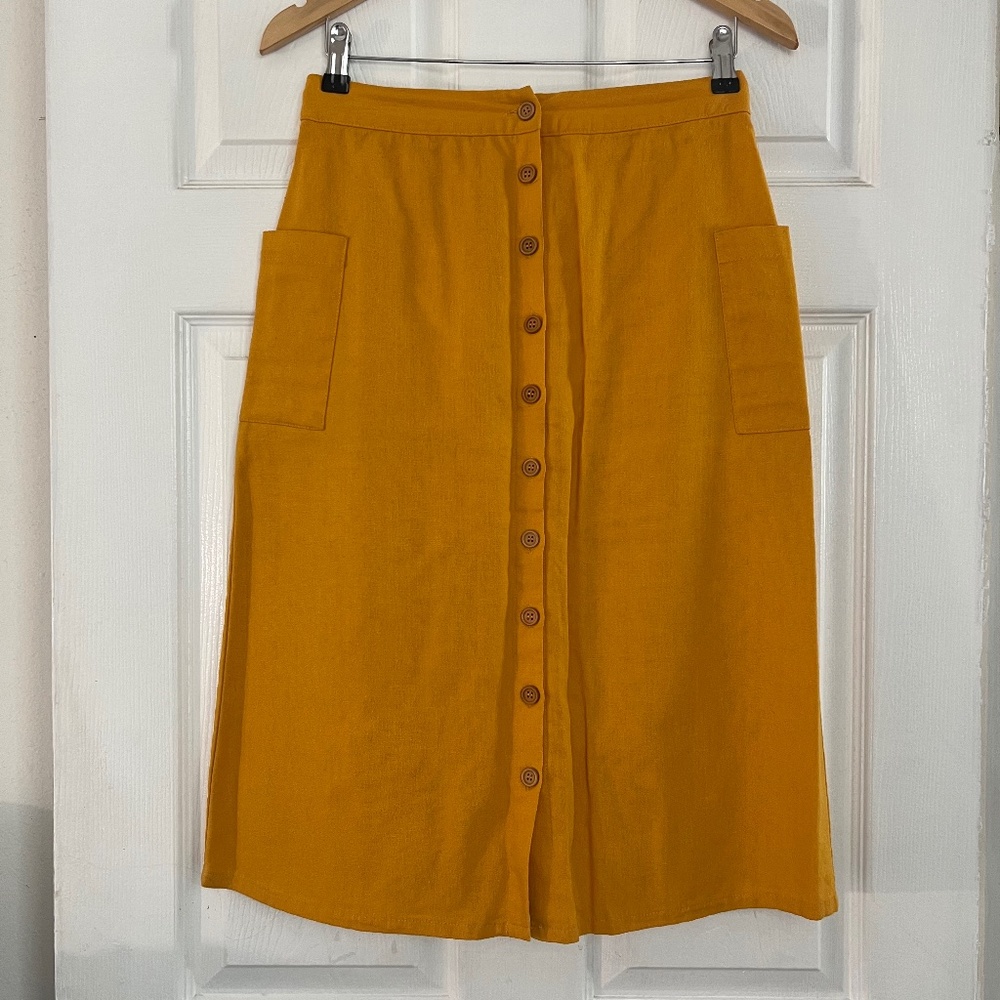 Yellow Midi Button down Skirt